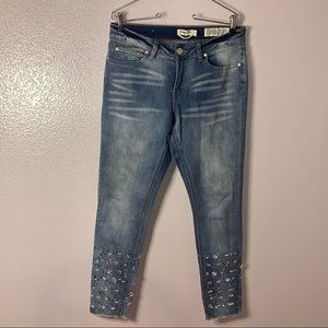 Indigo Rein Rhinestone Embellished ankle Jeans